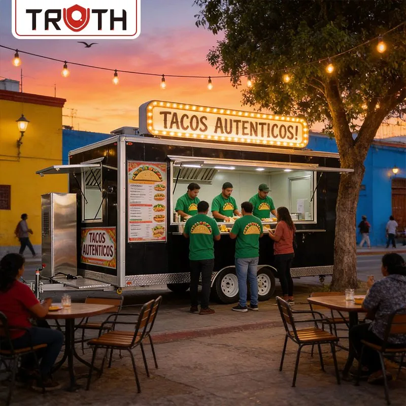 Carro de tacos móvil con remolque de comida de concesión