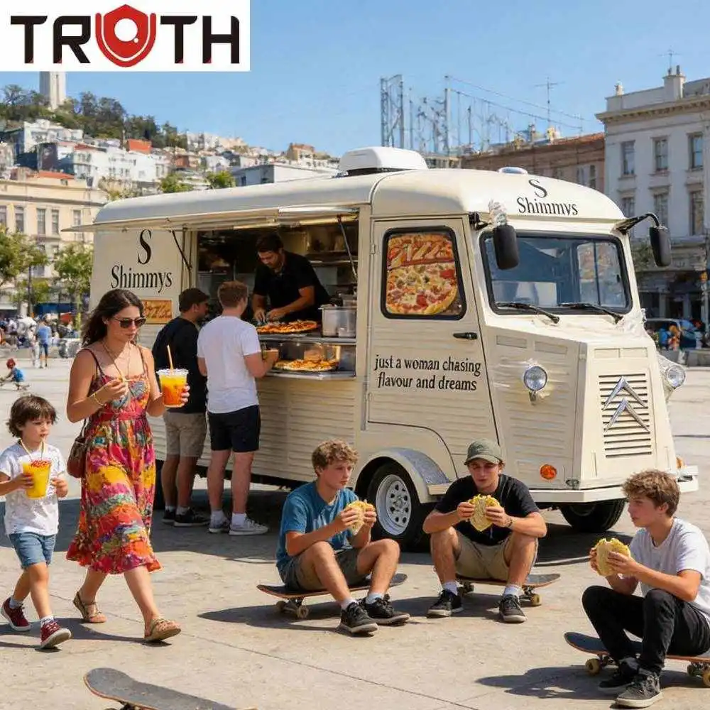 Camión eléctrico de comida rápida para pizzas totalmente equipado