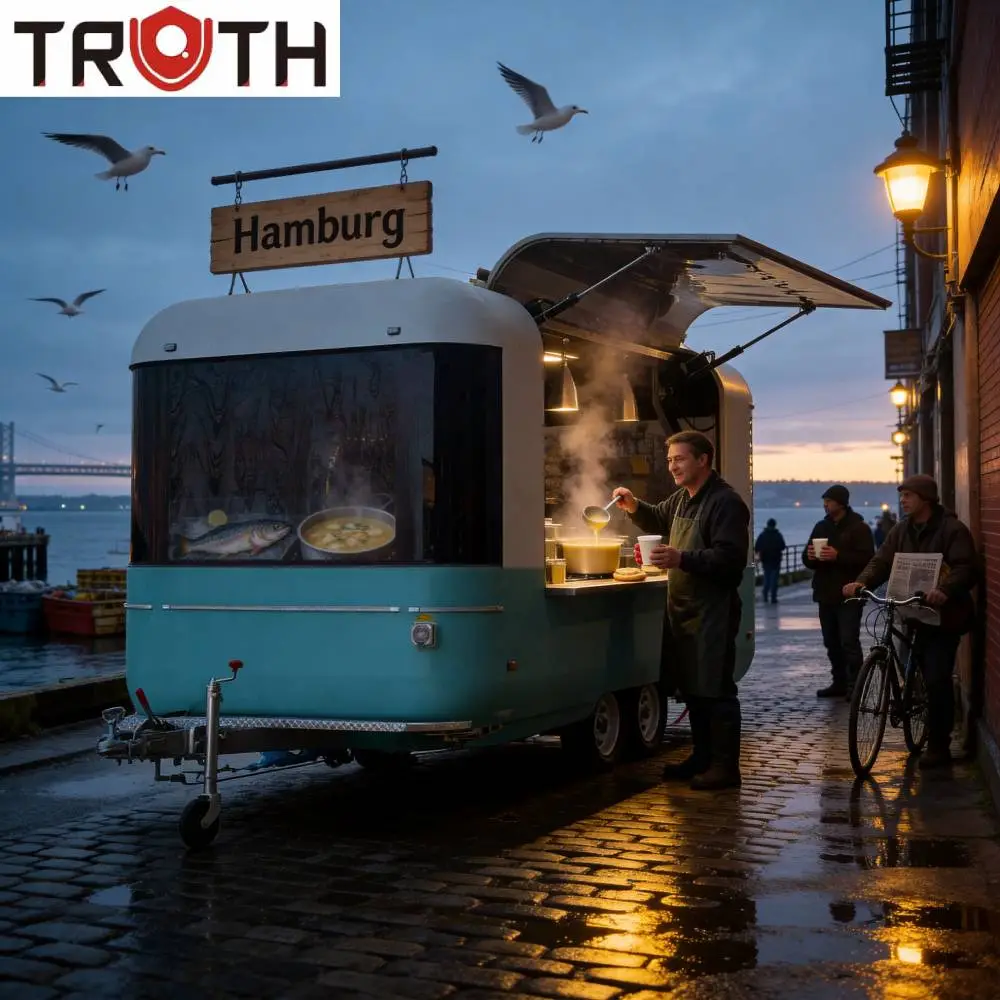 Carrito de comida de hamburguesas para comercial