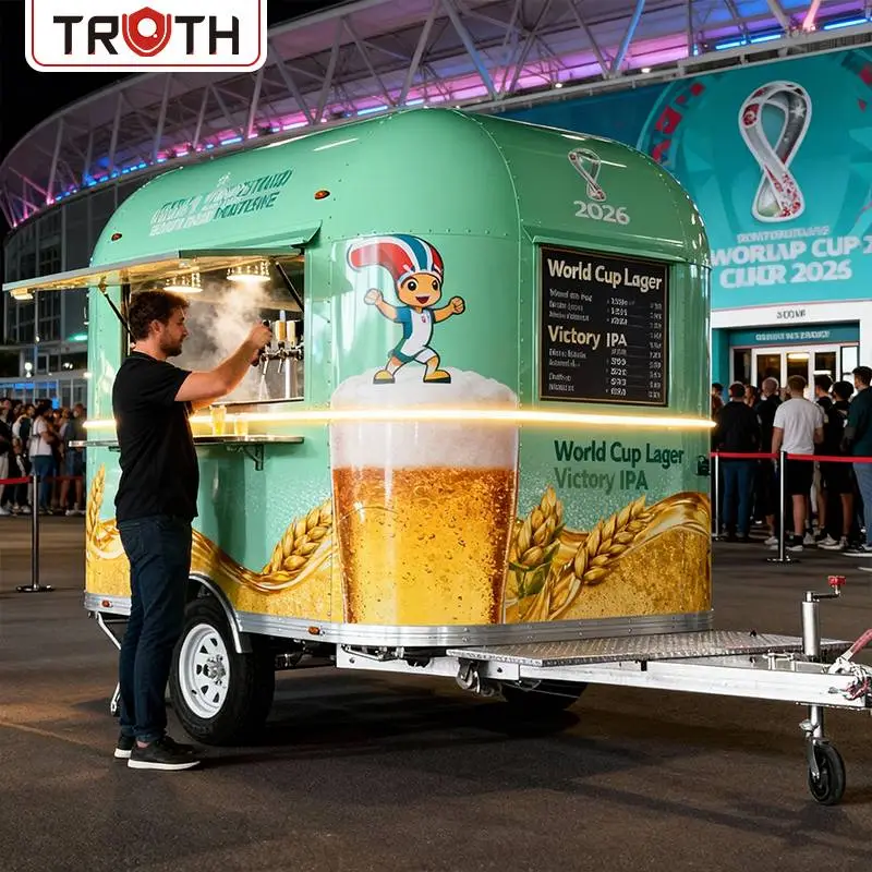 Carro de barra de cerveza móvil, remolque de comida y café