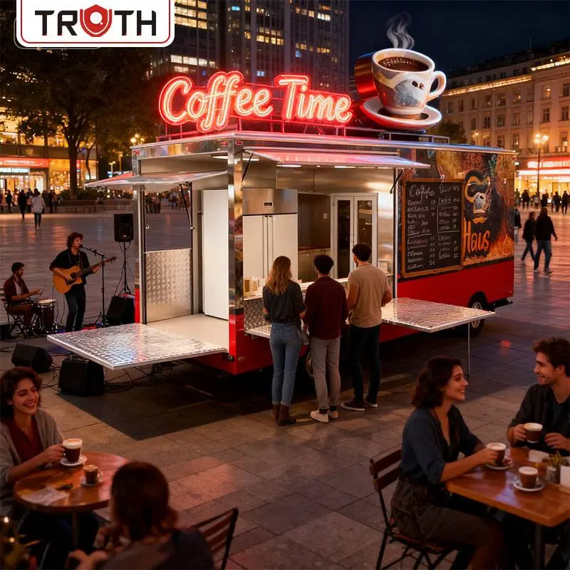 Camión de comida con contenedor móvil para café