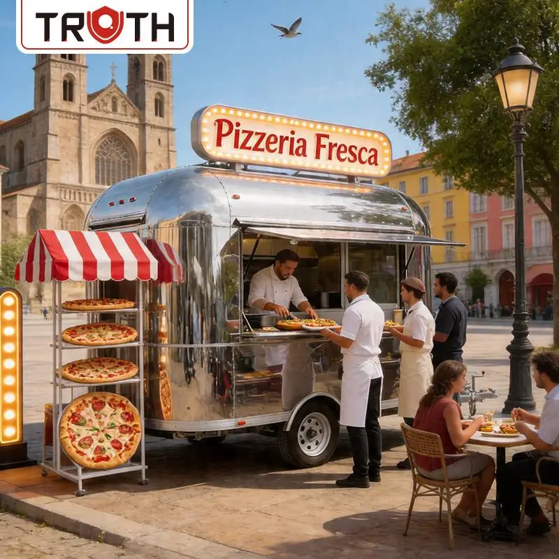 Remolque de comida de concesión de pizza de cocina móvil